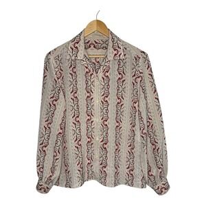 Vintage Dalton Paisley Blouse Button Down Long Sleeve Top‎ Women Size 14